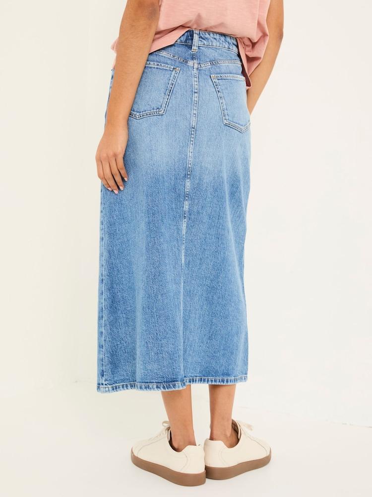 Fat Face Blue Denim Carla Midi Skirt