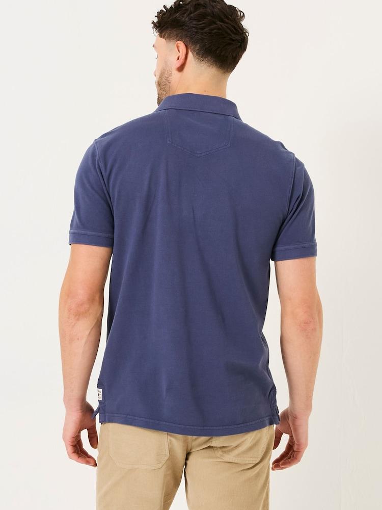 Fat Face Blue Denim Short Sleeve Pique Polo