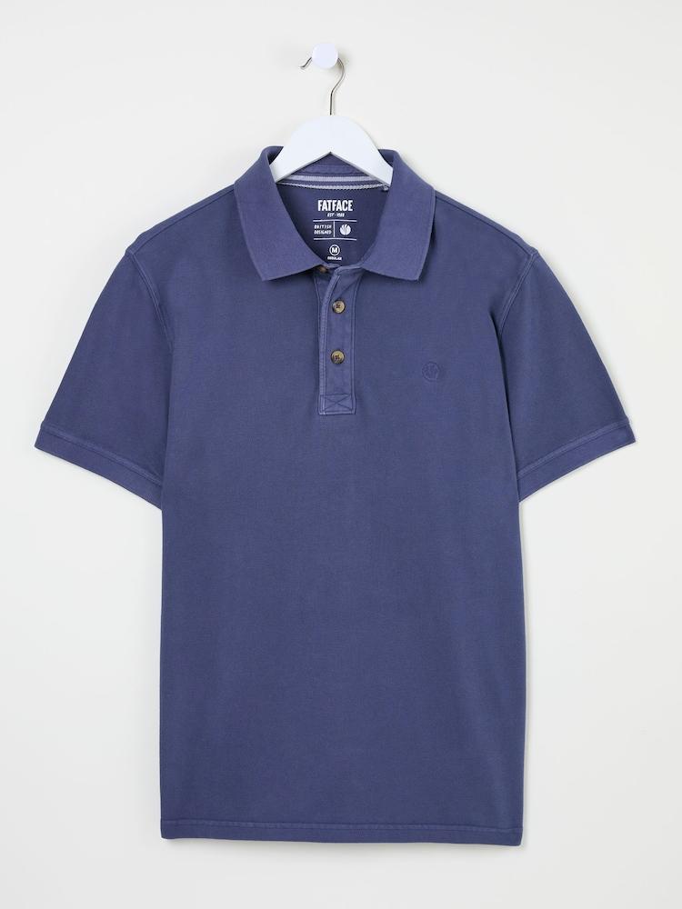 fat face Blue Denim Short Sleeve Pique Polo
