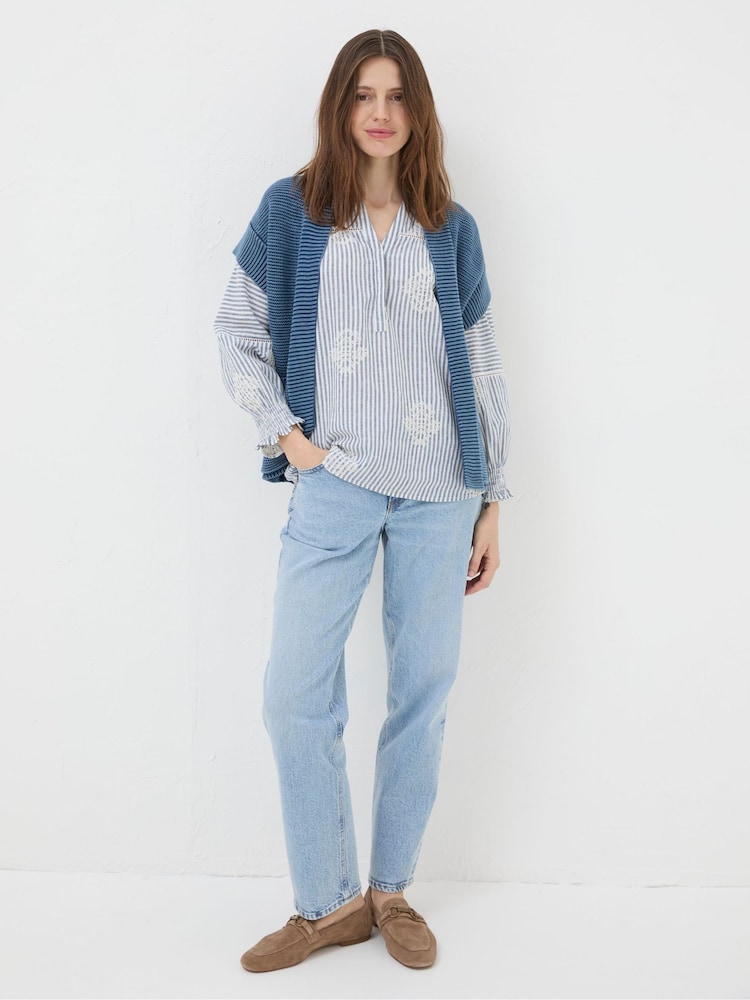 Fat Face Blue Eden Knitted Cardigan