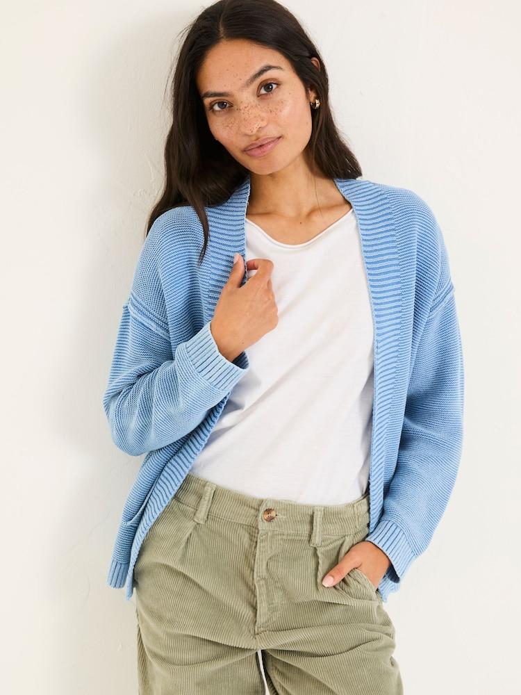 Fat Face Blue Edie Laundered Knitted Cardigan