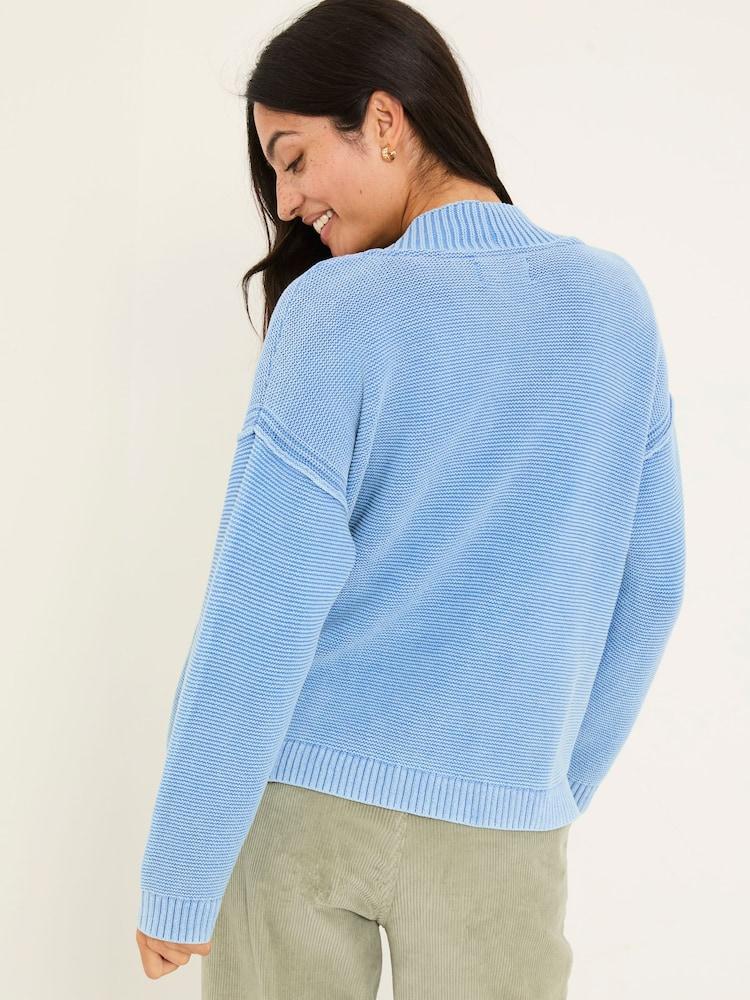 Fat Face Blue Edie Laundered Knitted Cardigan