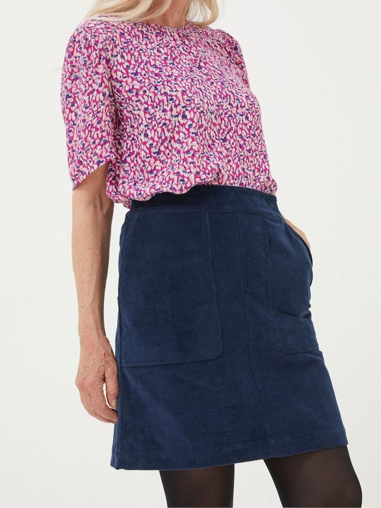Fat Face Blue Eliza Cord Skirt