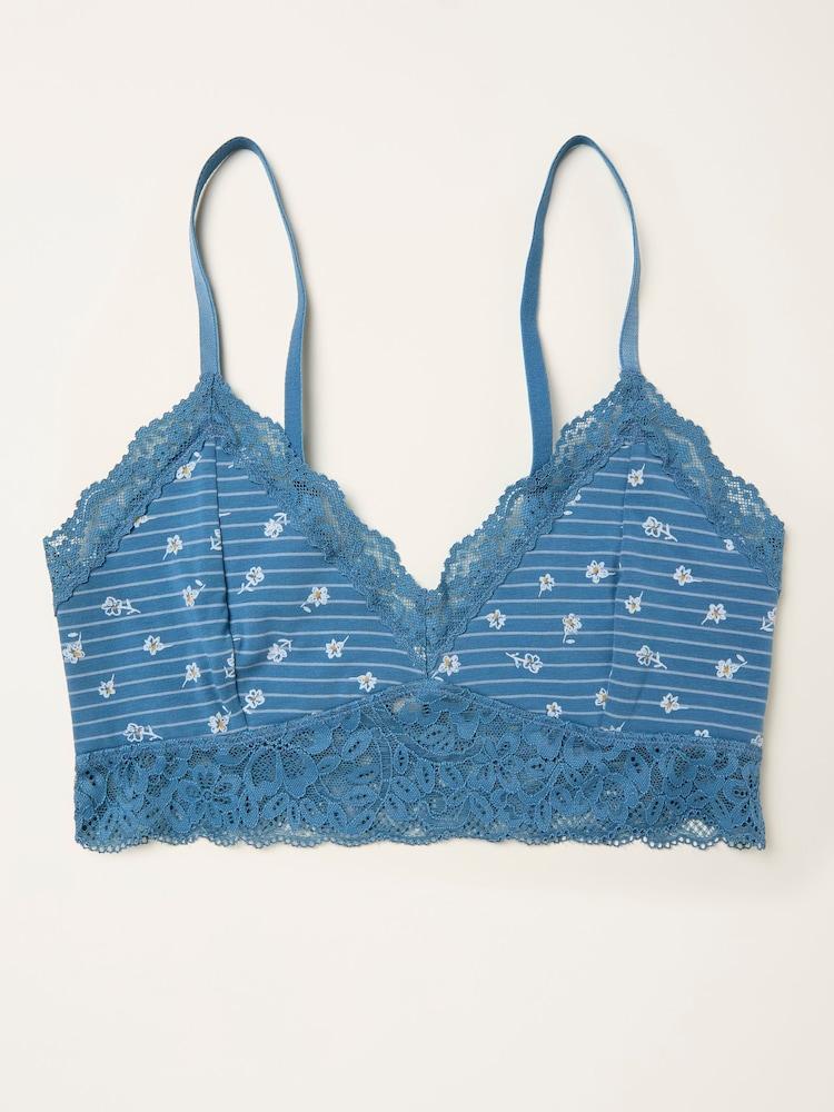 Fat Face Blue Floral Stripe Bralette