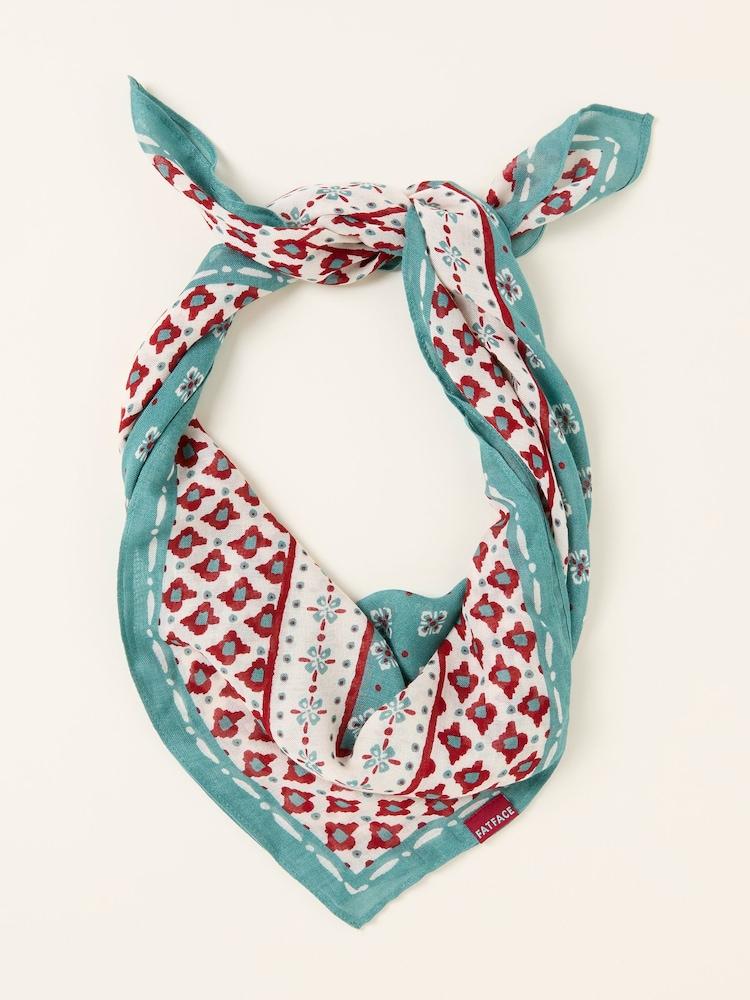 Fat Face Blue Geometric Hair Scarf
