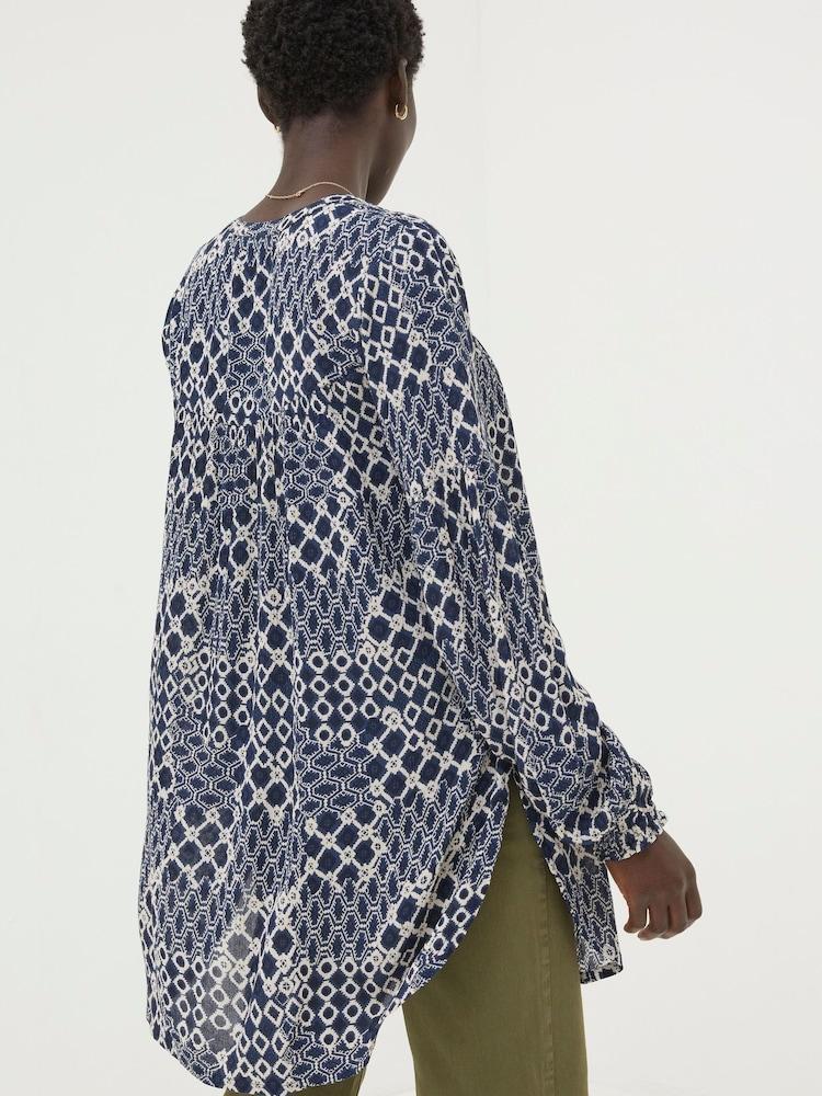 Fat Face Blue Georgie Patchwork Geo Tunic