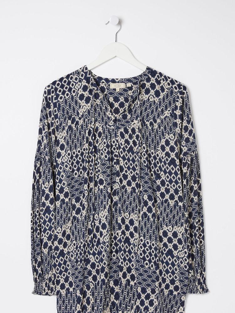 fat face Blue Georgie Patchwork Geo Tunic