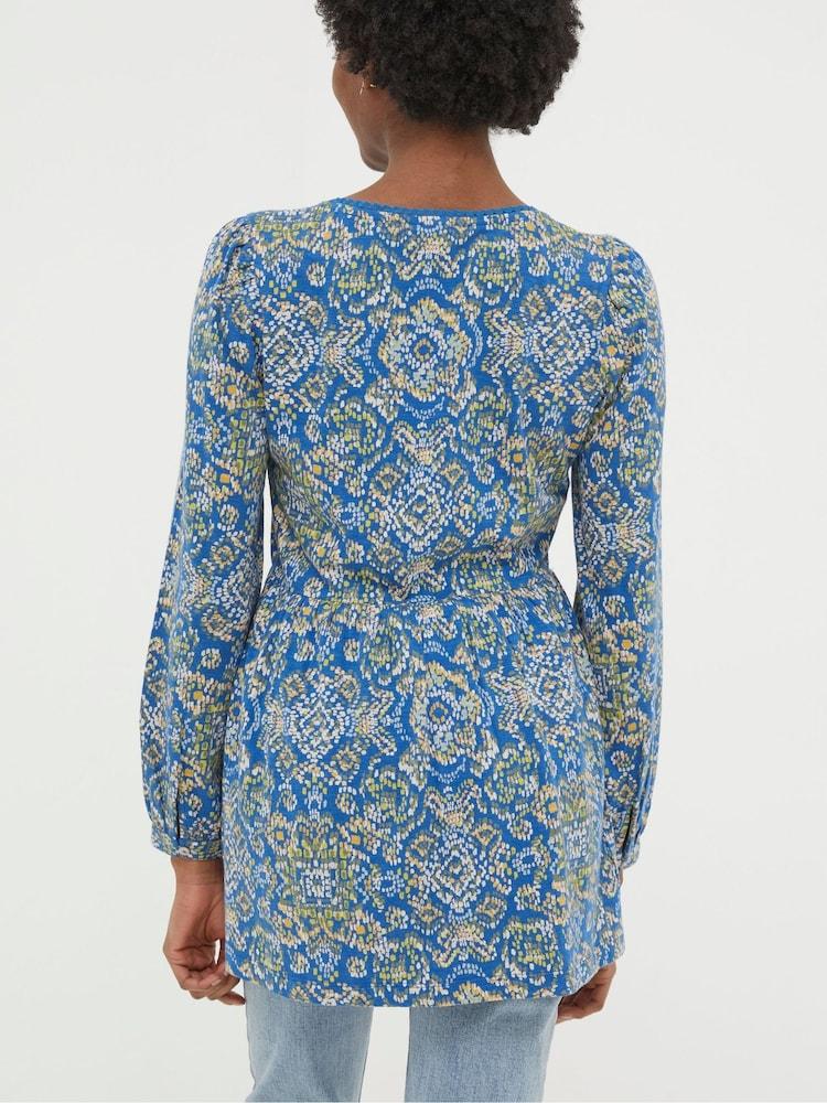Fat Face Blue Gina Aztec Texture Tunic