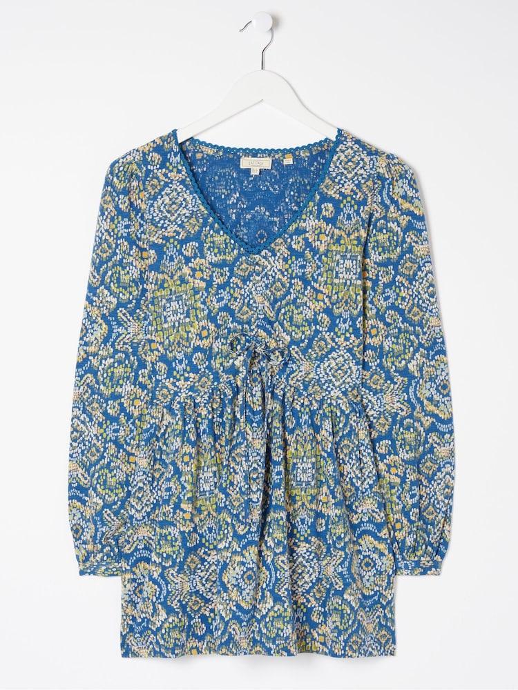 fat face Blue Gina Aztec Texture Tunic