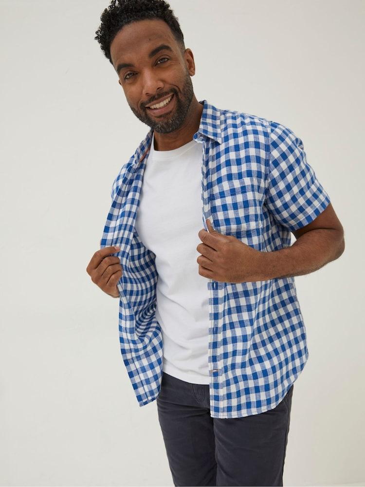 Fat Face Blue Gingham Linen Shirt