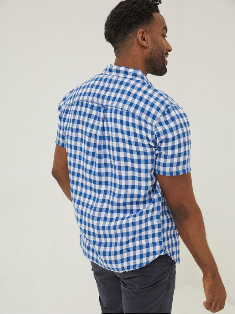Fat Face Blue Gingham Linen Shirt