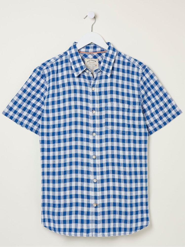 fat face Blue Gingham Linen Shirt