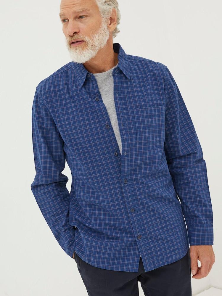 Fat Face Blue Grays Grid Check Shirt