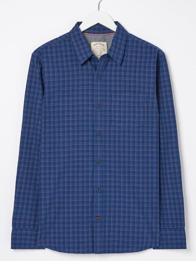 fat face Blue Grays Grid Check Shirt
