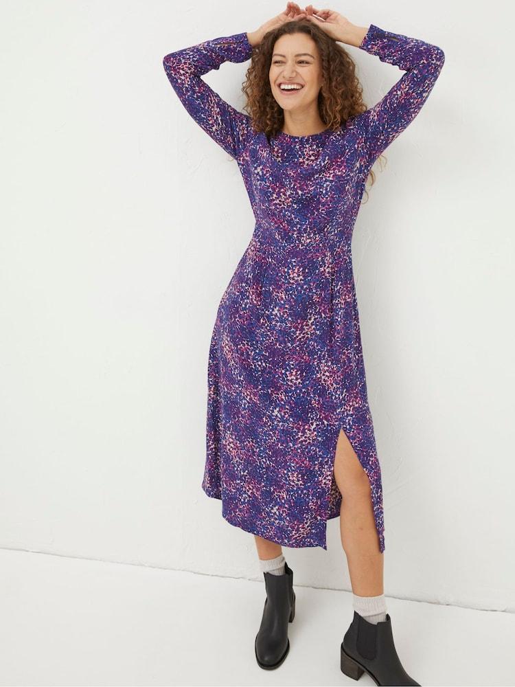 Fat Face Blue Haldon Layered Spot Midi Dress