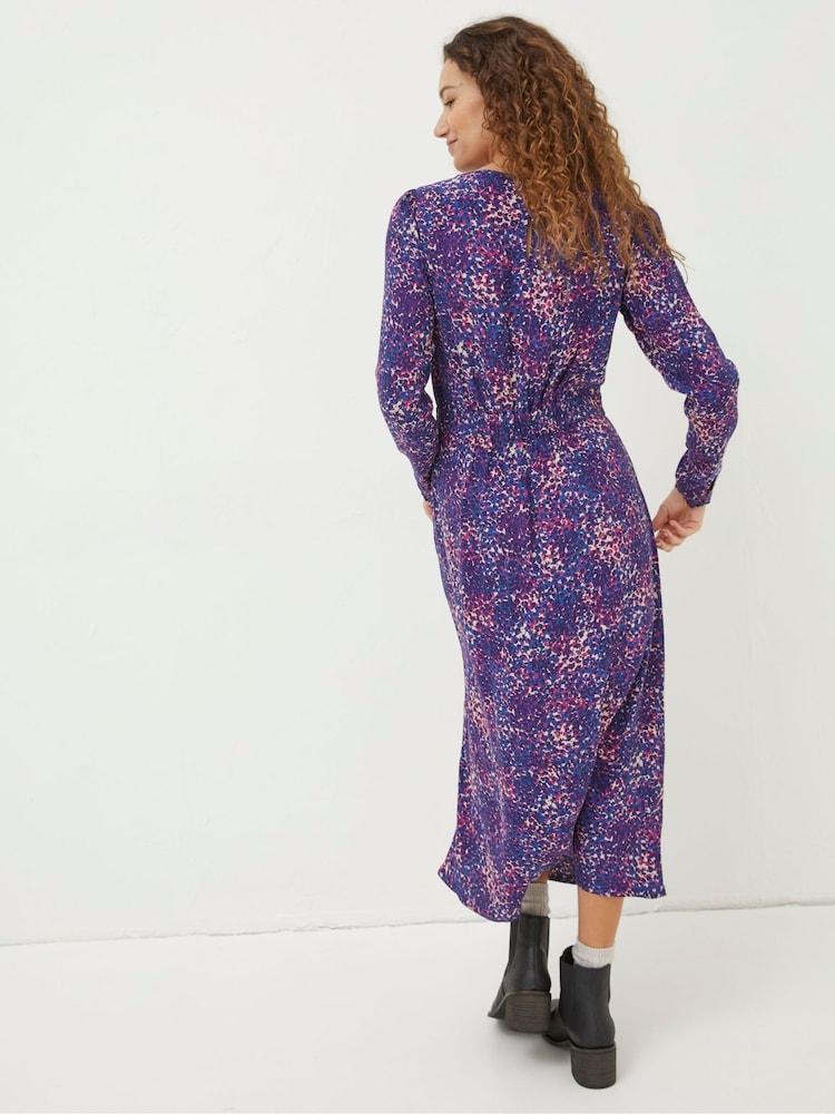 Fat Face Blue Haldon Layered Spot Midi Dress