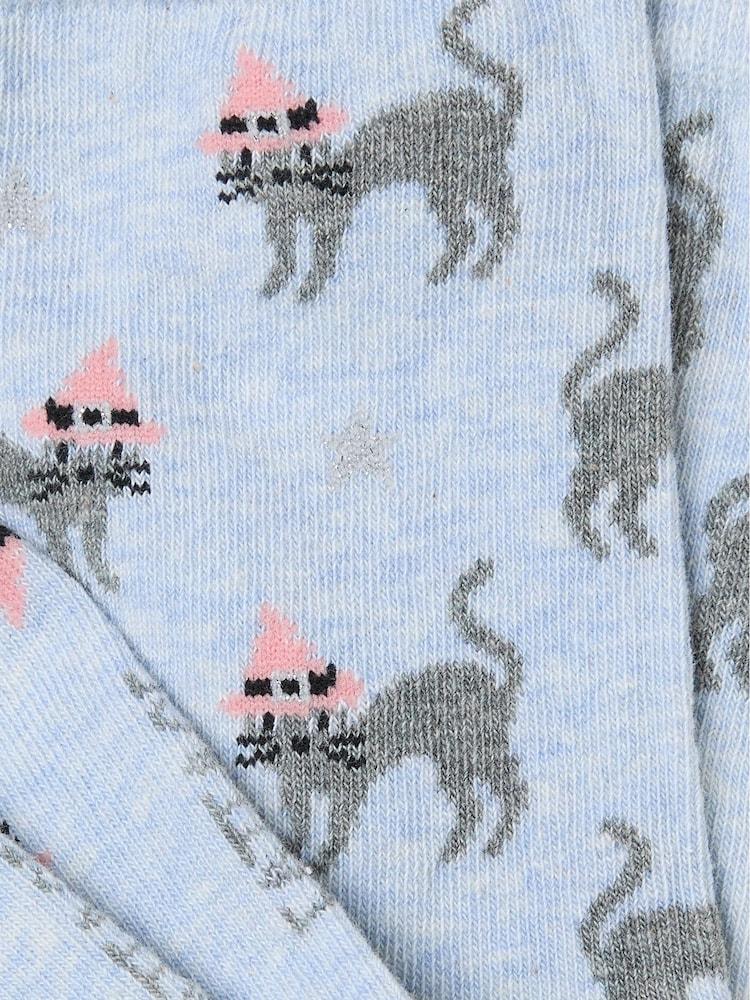 Fat Face Blue Halloween Cat Socks