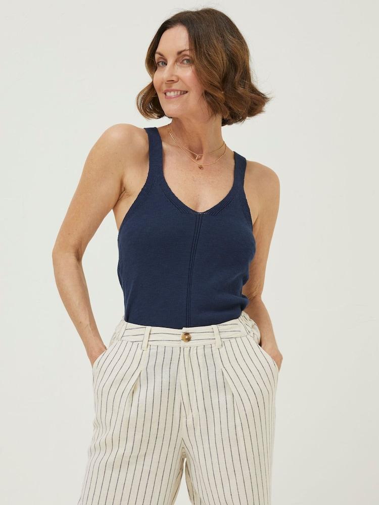 Fat Face Blue Harriet Knitted Halter Cami Top