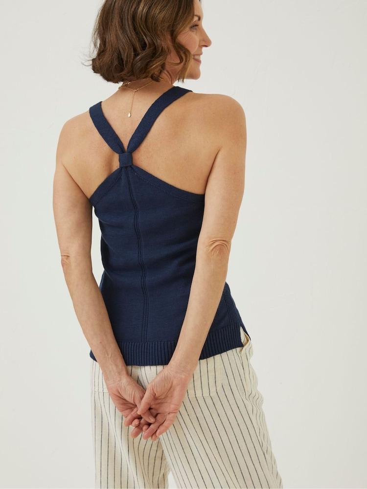 Fat Face Blue Harriet Knitted Halter Cami Top