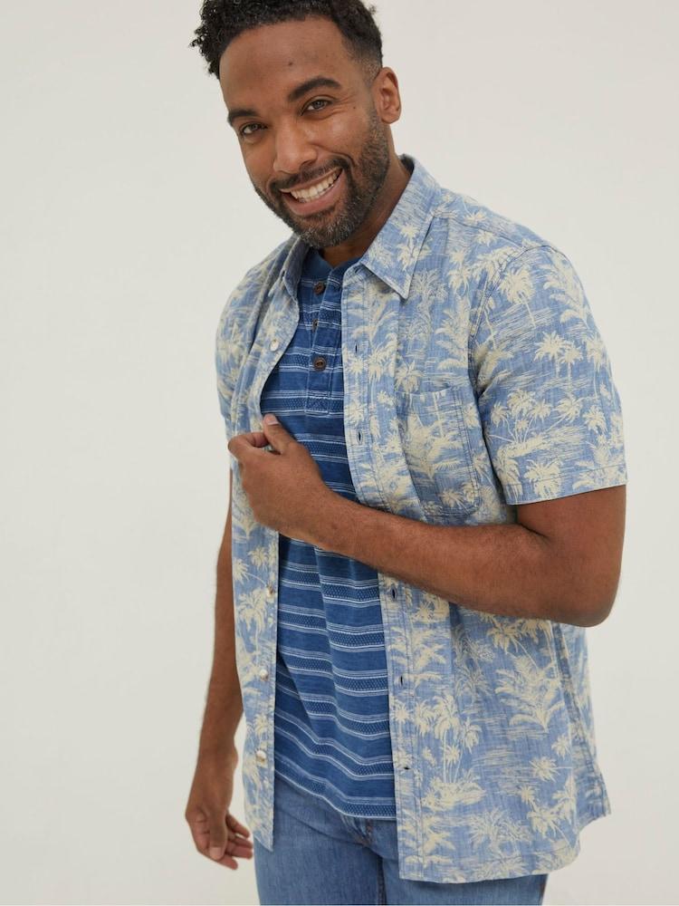 Fat Face Blue Hawaiian Print Shirt