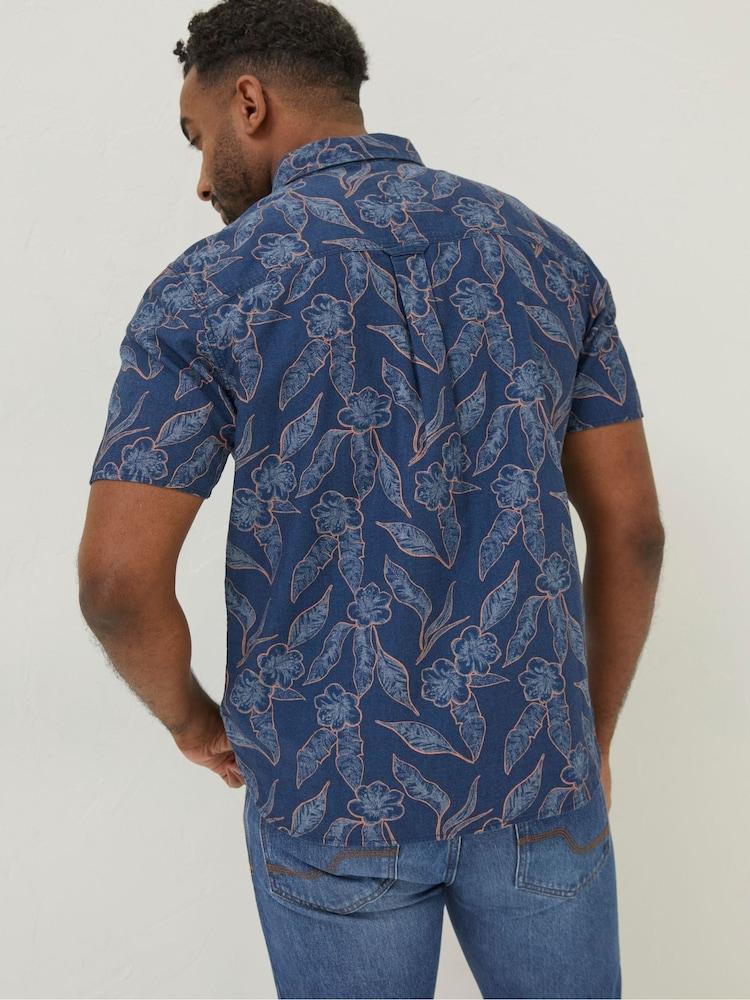 Fat Face Blue Hibiscus Print Shirt