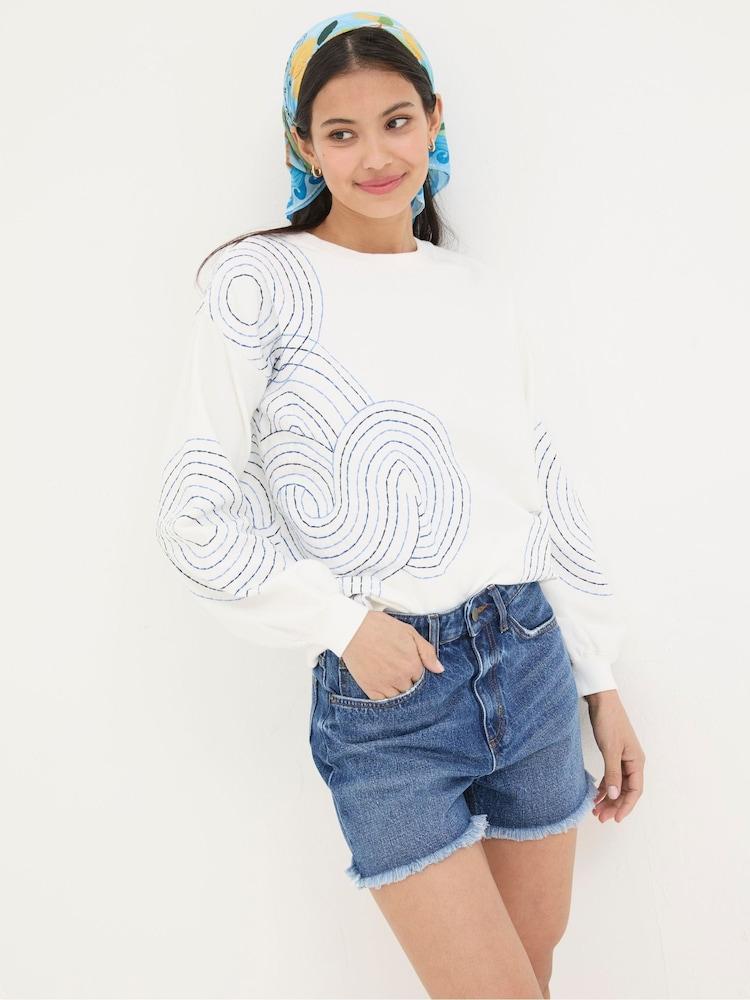 Fat Face Blue Holywell Denim Cut Off Shorts