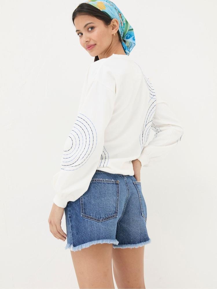 Fat Face Blue Holywell Denim Cut Off Shorts