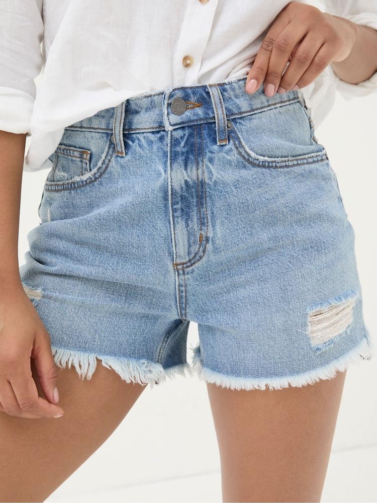 Fat Face Blue Holywell Denim Cut Off Shorts