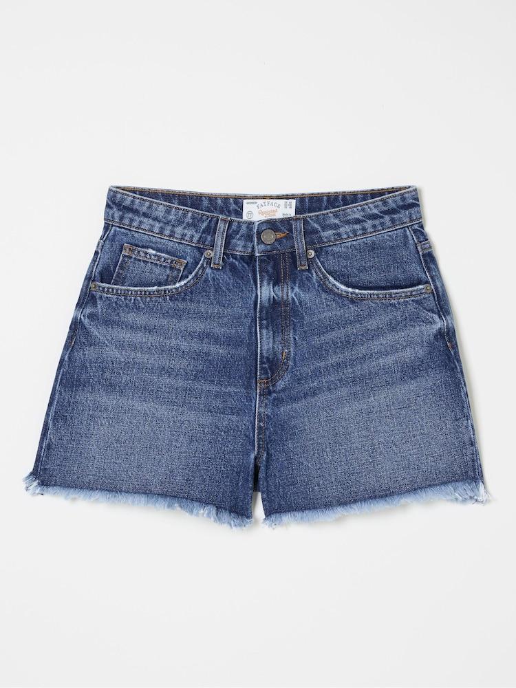 fat face Blue Holywell Denim Cut Off Shorts