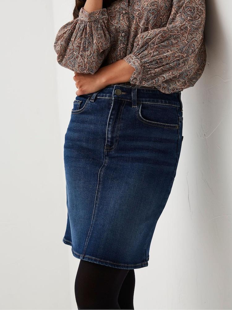 Fat Face Blue Hope Denim Skirt