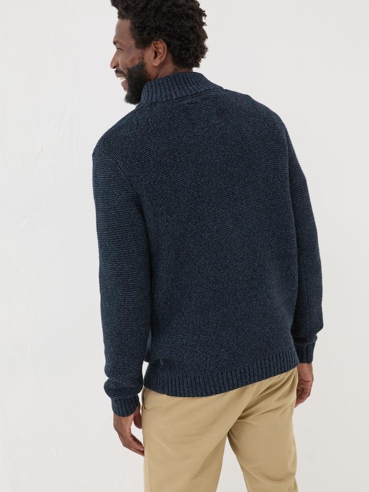 Fat Face Blue Hove Knitted Half Neck Jumper