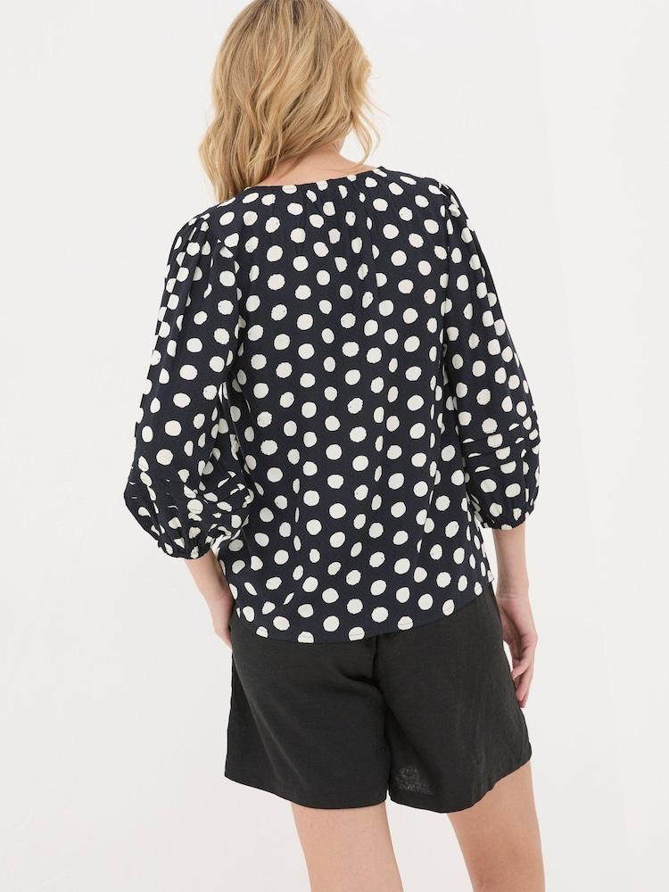 Fat Face Blue Imogen Polka Dot Blouse
