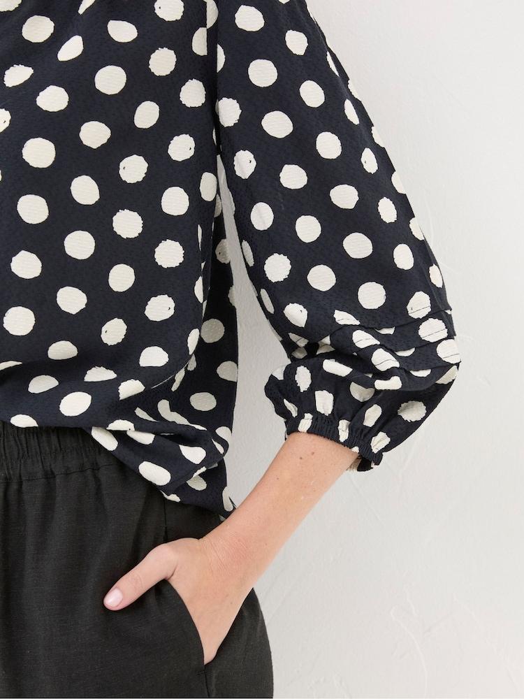 Fat Face Blue Imogen Polka Dot Blouse