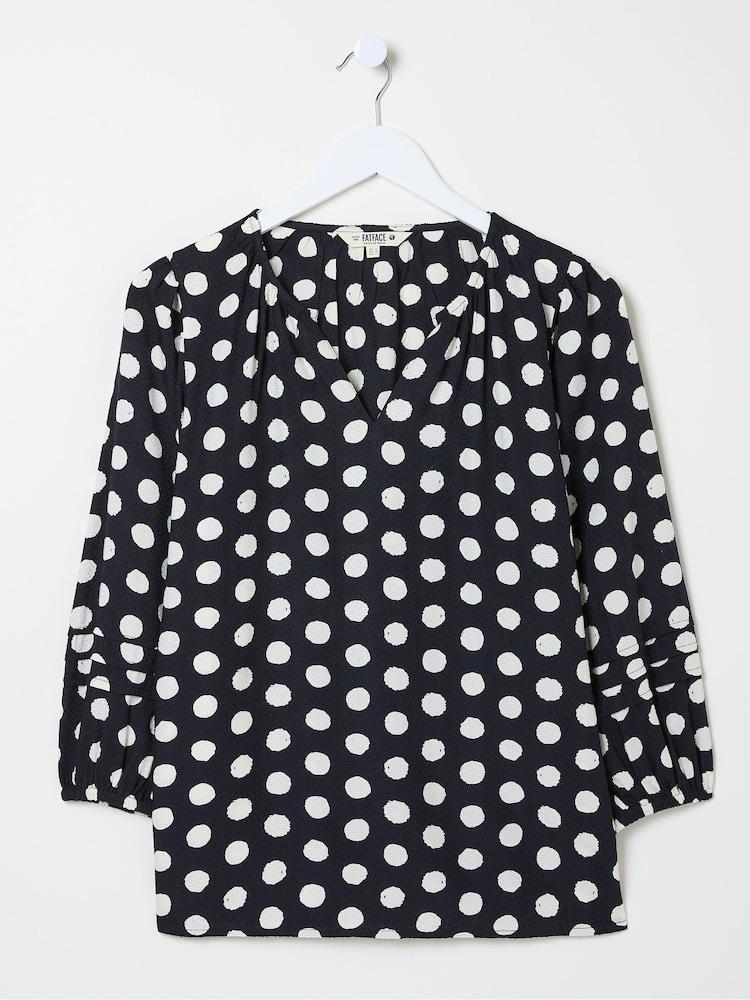 fat face Blue Imogen Polka Dot Blouse