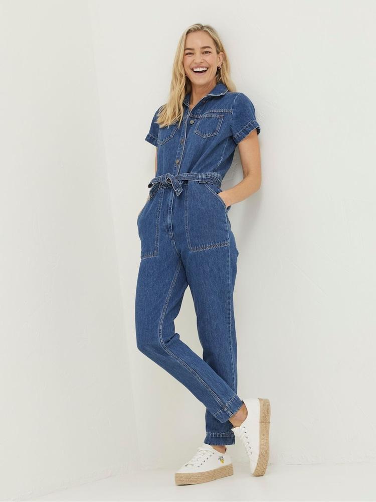 Fat Face Blue Imogen Short Sleeve Boilersuit