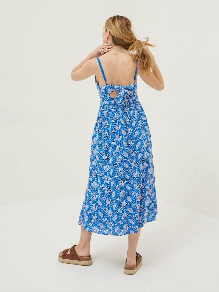 Fat Face Blue Jayden Broderie Midi Dress