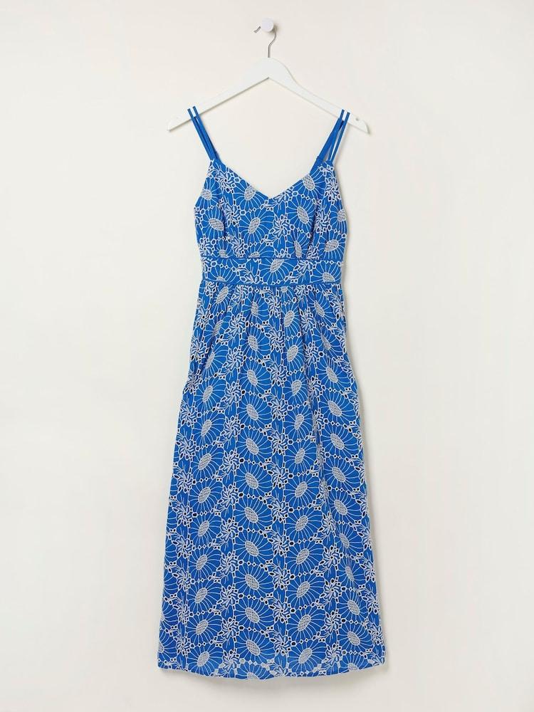 fat face Blue Jayden Broderie Midi Dress