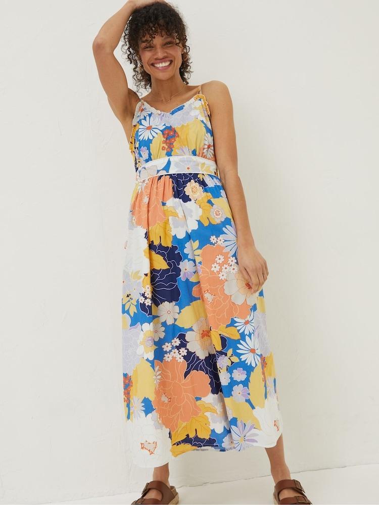 Fat Face Blue Jayden Coastal Midi Dress