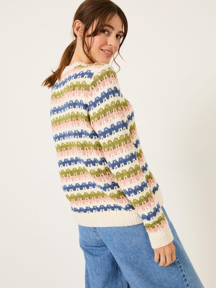 Fat Face Blue Jayne Knitted Pattern Jumper