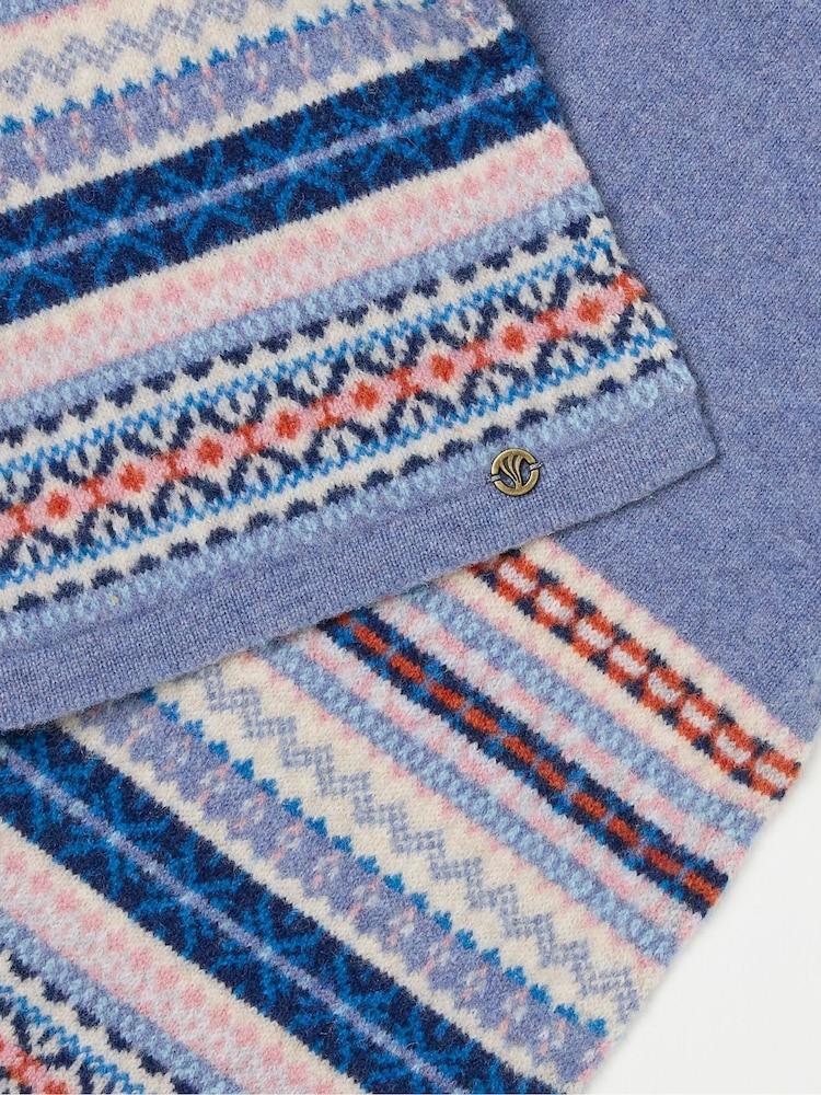 fat face Blue Lambswool Fairisle Scarf