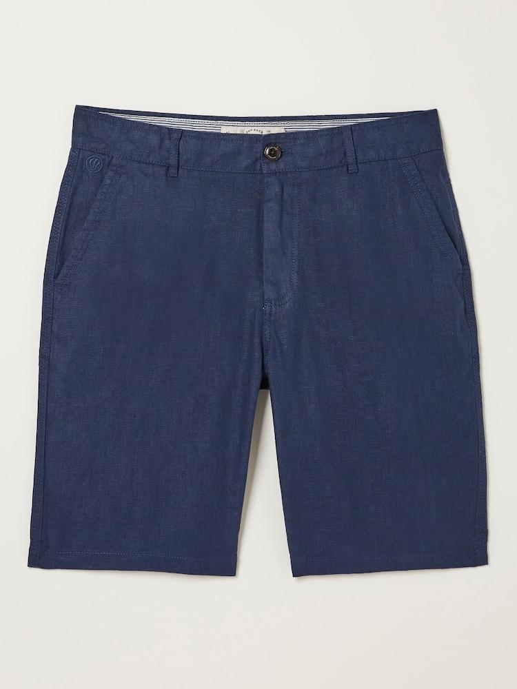 fat face Blue Linen Flat Front Shorts