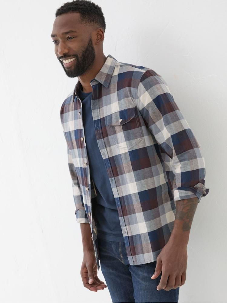 Fat Face Blue Long Sleeve Buffalo Check Shirt