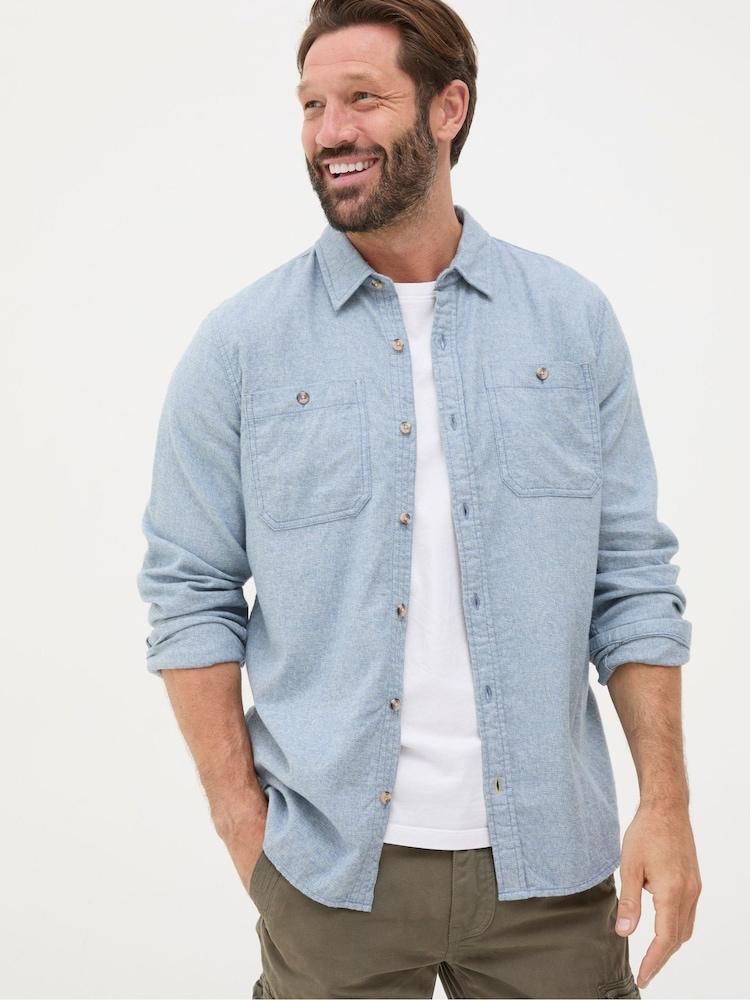 Fat Face Blue Long Sleeve Malton Shirt