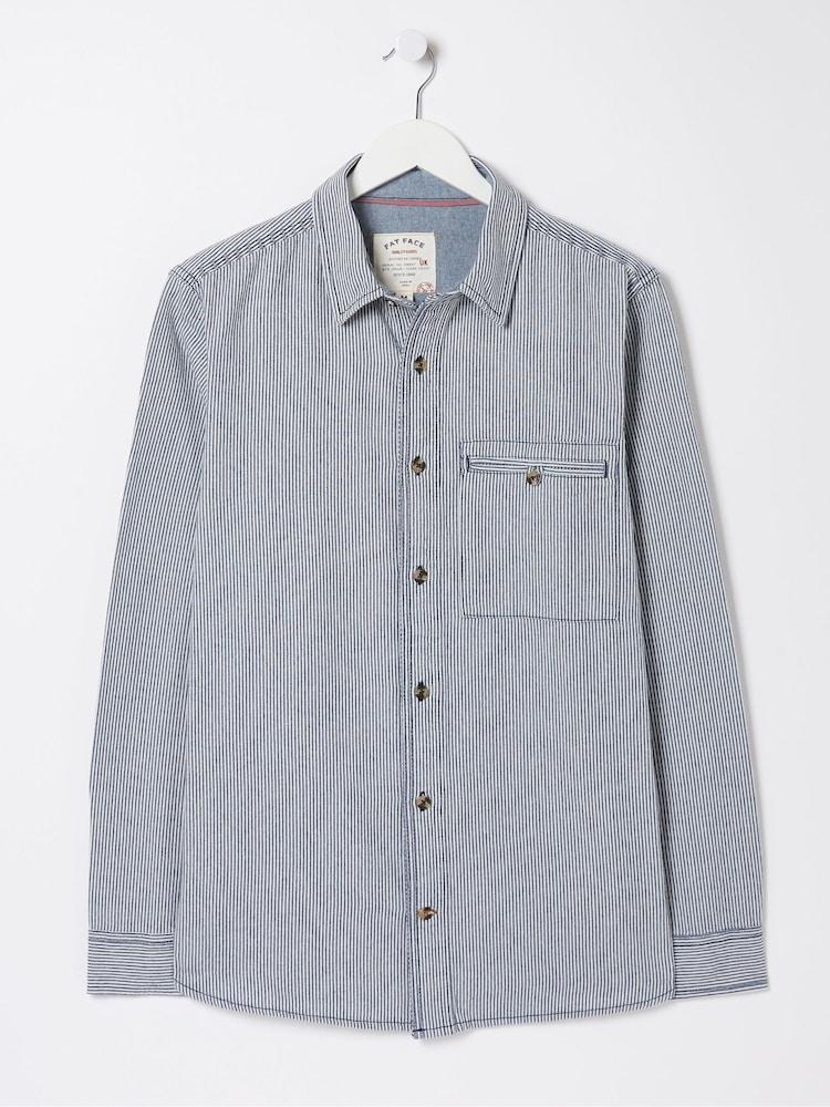 fat face Blue Long Sleeve Nacton Stripe Shirt