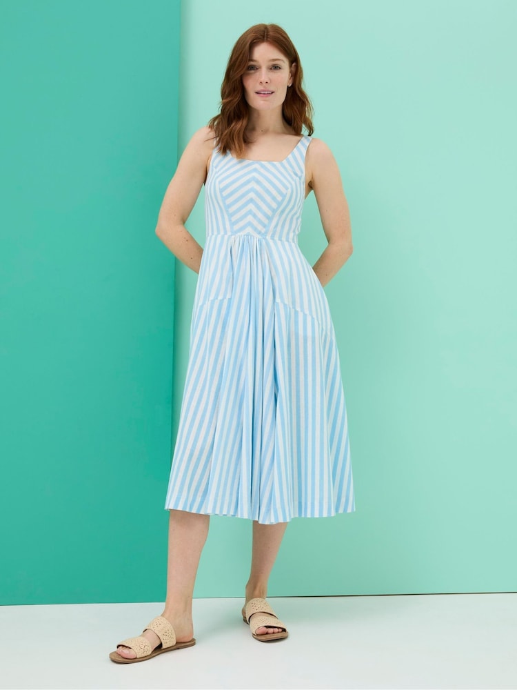 Fat Face Blue Maria Jude Stripe Midi Dress