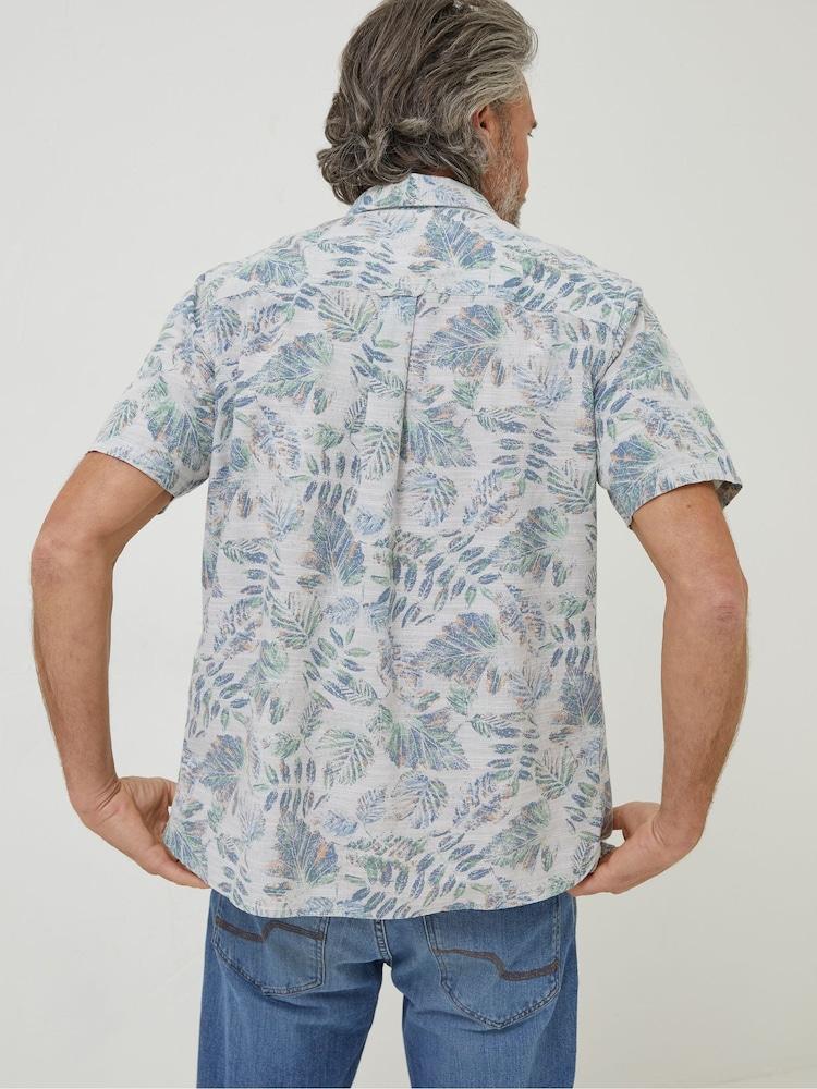 Fat Face Blue National Forest Leaf Print Shirt
