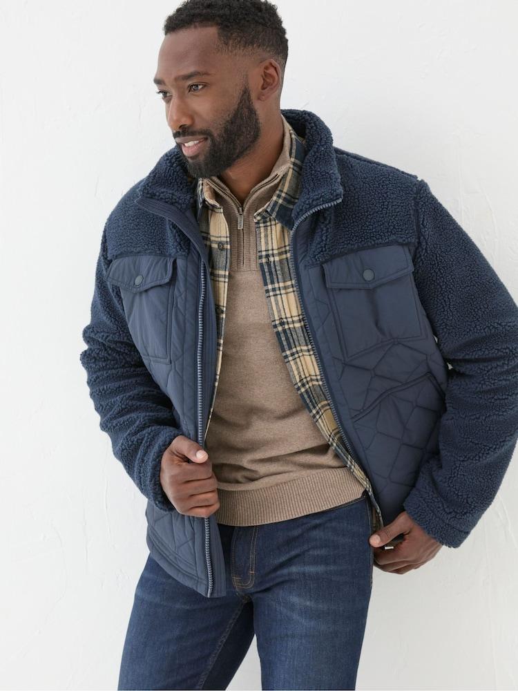 Fat Face Blue Navy Calgary Borg Jacket