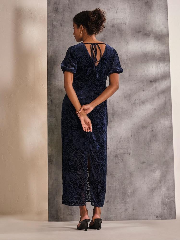 Fat Face Blue Nora Burnout Midi Dress