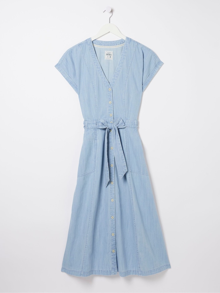 fat face Blue Odette Denim Midi Dress