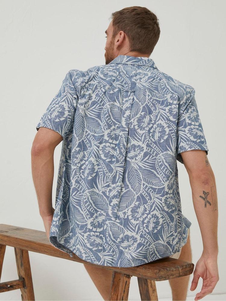 Fat Face Blue Paddon Palm Print Shirt
